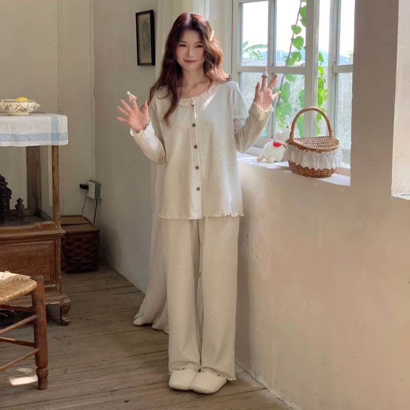 Mātīšu pidžāmu komplekts ar barošanas atveri, svītrainas, garas piedurknes, bikses komplekts, vilnas maisījums, poliesteris 90-95%, elastāns