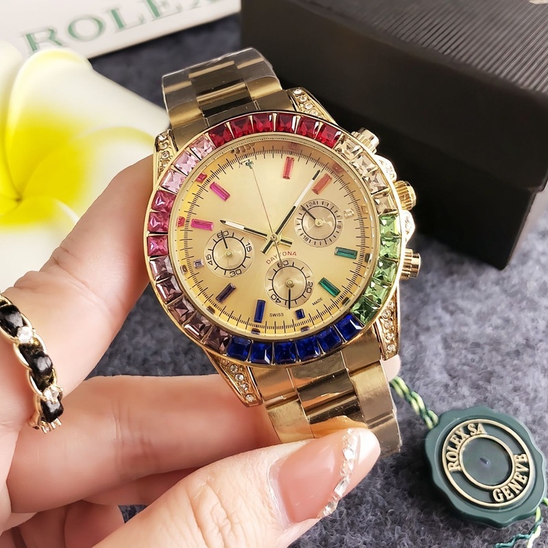 Rainbow Brand muški kvarc kronograf sat s narukvicom od nehrđajućeg čelika, promjer brojčanika 40,5 mm, debljina 13 mm, vijčana korona, MIYOTA pogon