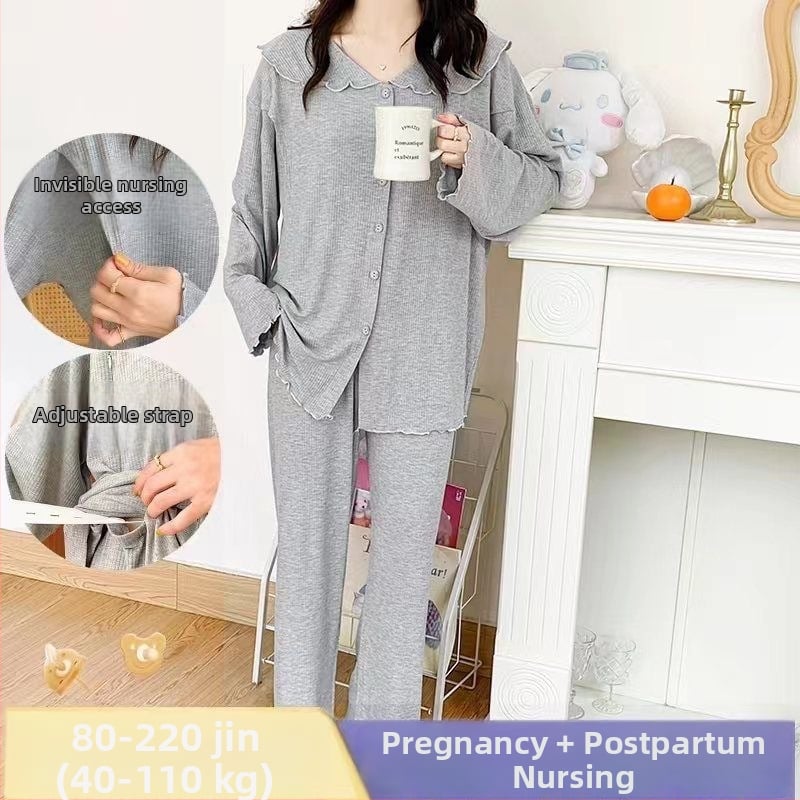 Tehotenský set na dojčenie, polyester, dlhý rukáv, nohavice, jednoduchý ležérny štýl
