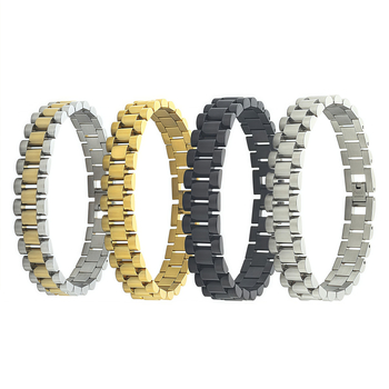 Huawei/Samsung nutikellarihm, roostevabast terasest ja nahast, volditav klips, kolm helmega disain