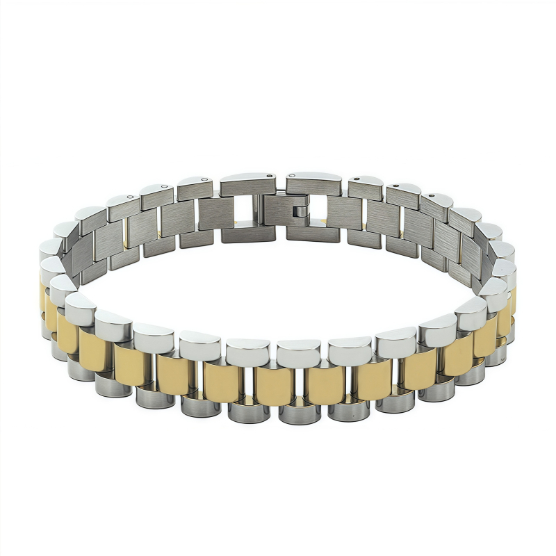 Huawei/Samsung nutikellarihm, roostevabast terasest ja nahast, volditav klips, kolm helmega disain