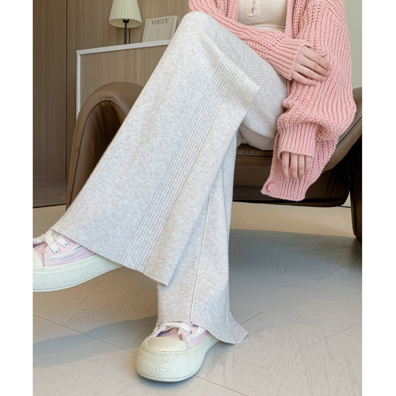 Pretty Mommy trudničke hlače — pletene za jesen/zimu, udoban širok kroj, do poda, podrška trbuhu