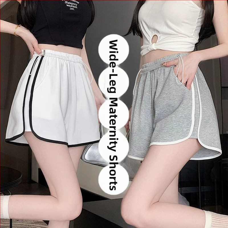 Rasedate püksid, Korea stiilis, puuvillane, 3/4 pikkus, vaba lõige, kõhutoetus, puuvill 70–80%, Spandex <30%, suvi 2025