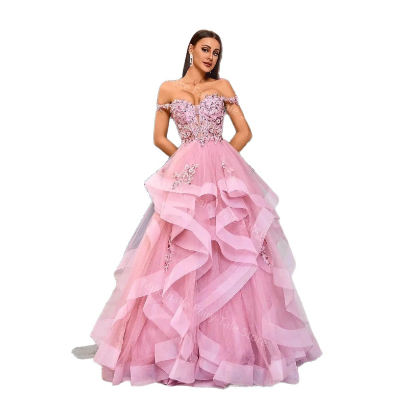 Vakara kleita ar vienu plecu, bez piedurknēm, garā kleita, augsta vidukļa, pūkaina svārka daļa, poliester 70–80%