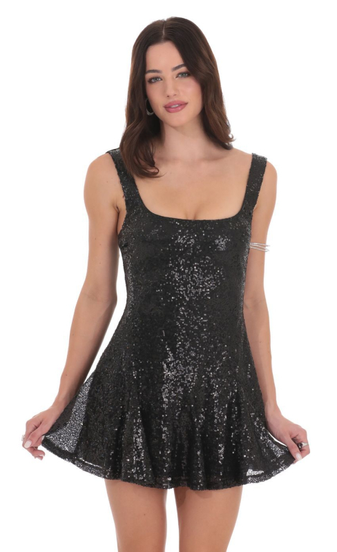 Haljina s šljokicama na naramenicama, camisole stil, visokim strukom, poliester, jednobojna