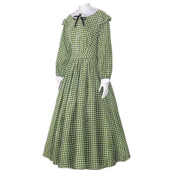 Sievietes karlı kleita ar rūtainu rakstu motīvu, Pilsoņu kara stilā, Viktorijas Dickens balles kleita, 80–90% spandeks, pavasaris 2025