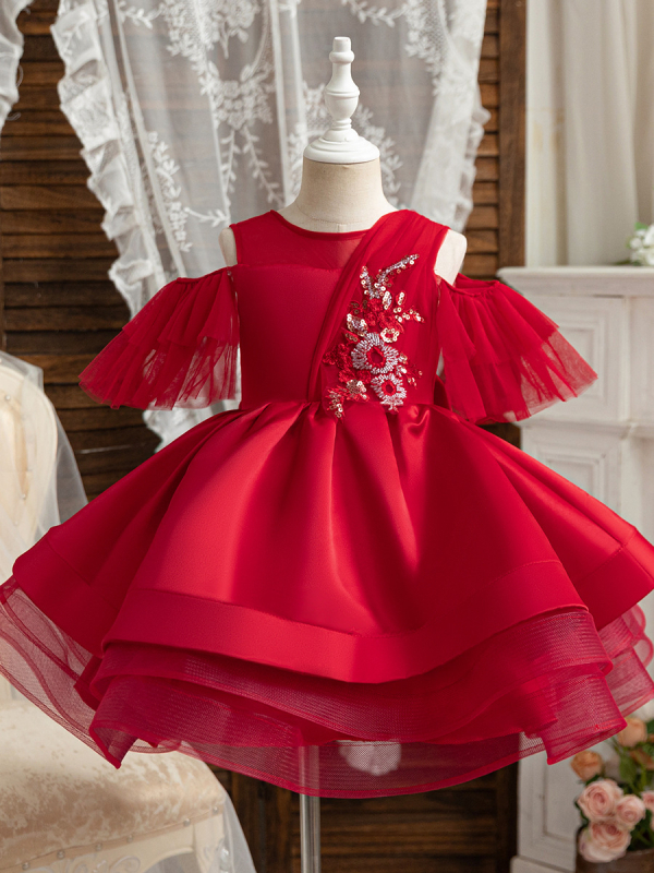 Princeses stila meitenes kleita izrādēm ar pūkveidām piedurknēm, poliestera audums ar kokvilnas oderi, meitenēm no 8 gadu vecuma