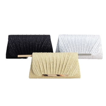 Moteriška mini plisuota vakarinė rankinė su grandinėle, poliesterio išorė ir vidinis pamušalas, magnetinis uždarymas, vidinė ID kišenė