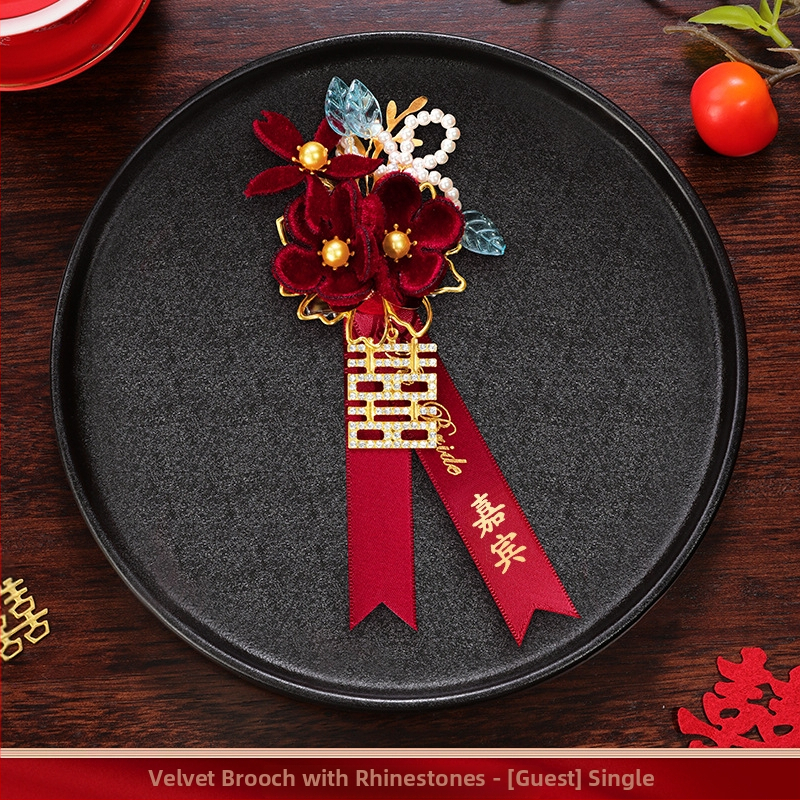 Kāzu boutonniere komplekts līgavainim un līgavai, zīda zieds, ķīniešu stils, Romantic Celebration