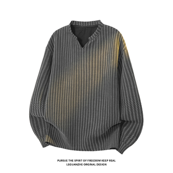 Ilgomis rankovės marškinėliai, Honkongo stilius, poliesterio ir sintetinių pluoštų mišinys, laisvas kirpimas, ruduo 2025