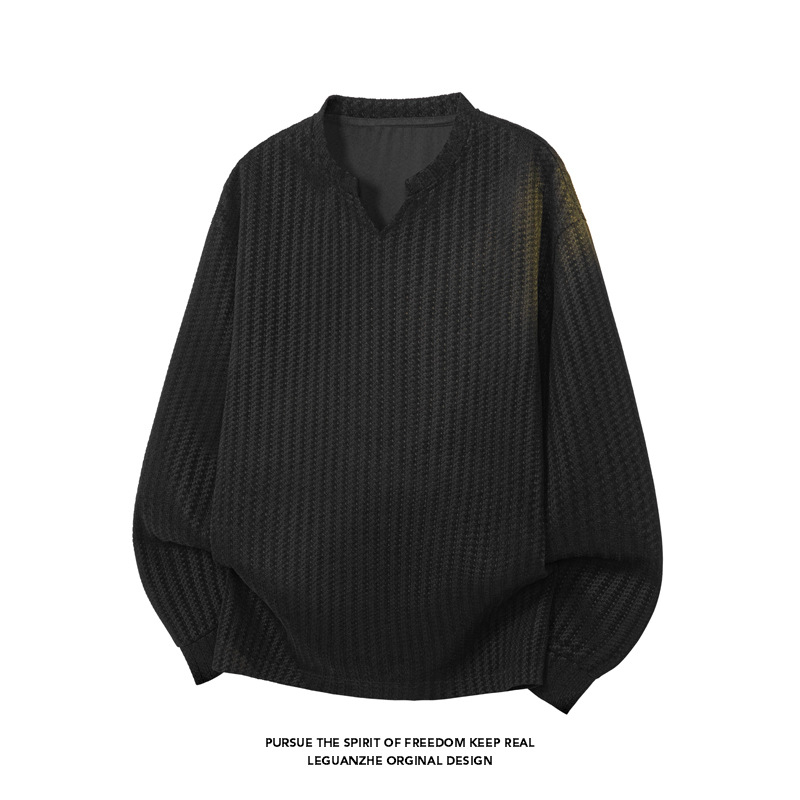 Ilgomis rankovės marškinėliai, Honkongo stilius, poliesterio ir sintetinių pluoštų mišinys, laisvas kirpimas, ruduo 2025