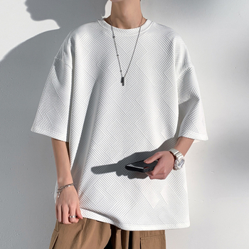 Vyrų marškinėliai su apvaliu kaklu, 3/4 rankovės, džakardiniai poliesteriai, kvėpuojantys