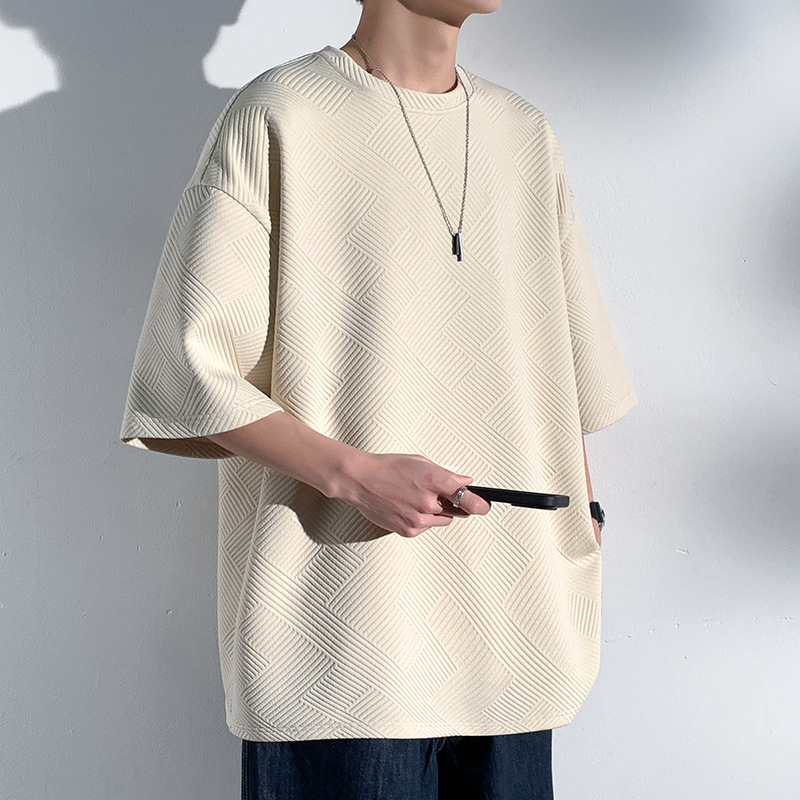 Vyrų marškinėliai su apvaliu kaklu, 3/4 rankovės, džakardiniai poliesteriai, kvėpuojantys