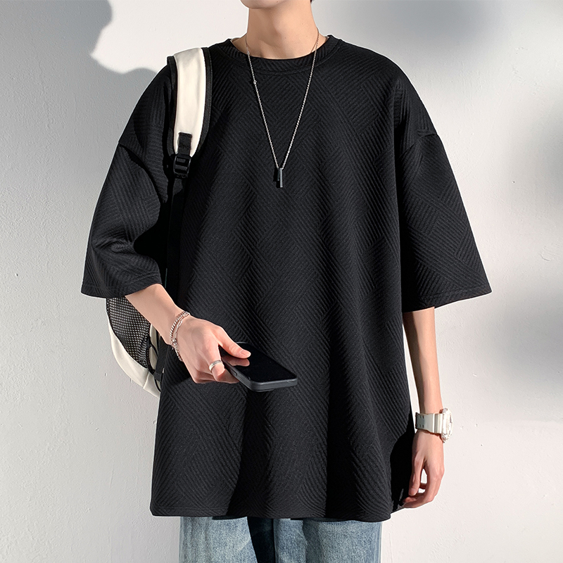 Vyrų marškinėliai su apvaliu kaklu, 3/4 rankovės, džakardiniai poliesteriai, kvėpuojantys