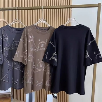 Pamukasto T-shirt s motivom anime crteža, slobodan kroj, kratki rukav, okrugli izrez
