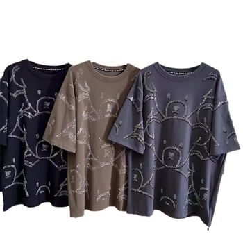 Pamukasto T-shirt s motivom anime crteža, slobodan kroj, kratki rukav, okrugli izrez