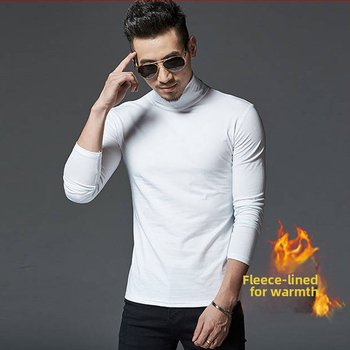 Vyrų fliso marškiniai su aukštu kaklu, ilgomis rankovėmis - Leisure Puloveris, poliesteris, vientisas raštas, žiema pavasaris ruduo