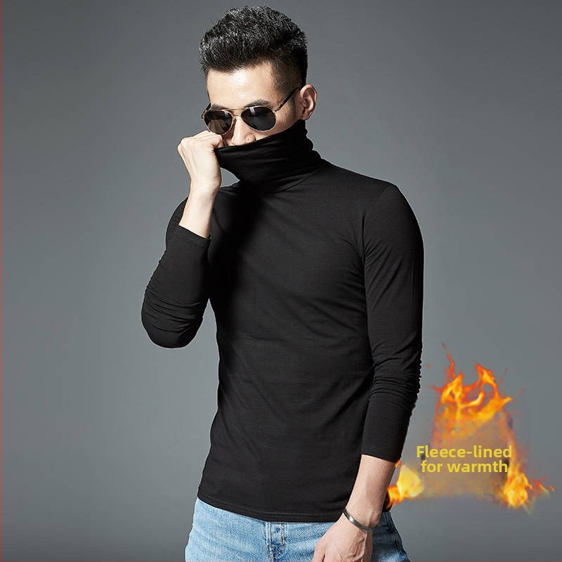 Vyrų fliso marškiniai su aukštu kaklu, ilgomis rankovėmis - Leisure Puloveris, poliesteris, vientisas raštas, žiema pavasaris ruduo