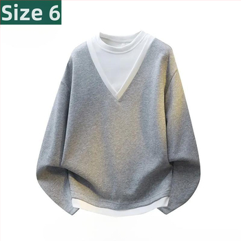 Vyrų ilgų rankovių marškiniai, fiktyvus dviejų dalių dizainas, laisvas kirpimas, apvalus kaklas, pieno baltymų pluoštas