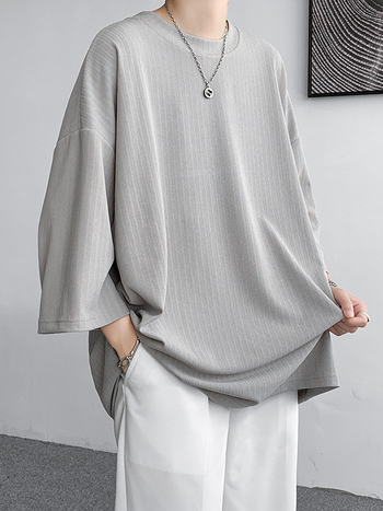 Ledo šilko marškinėliai, 3/4 rankovės, apvali kaklo linija, laisvas kirpimas, vasara