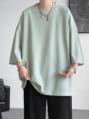 Ledo šilko marškinėliai, 3/4 rankovės, apvali kaklo linija, laisvas kirpimas, vasara