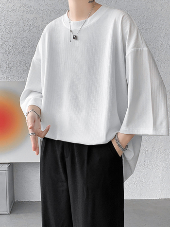 Ledo šilko marškinėliai, 3/4 rankovės, apvali kaklo linija, laisvas kirpimas, vasara