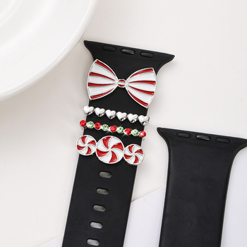 Četvero-dijelni set dekorativnih prstenova za kaiš Apple Watch, silikonske ukrasne prstenove za kaiš, božićna tema