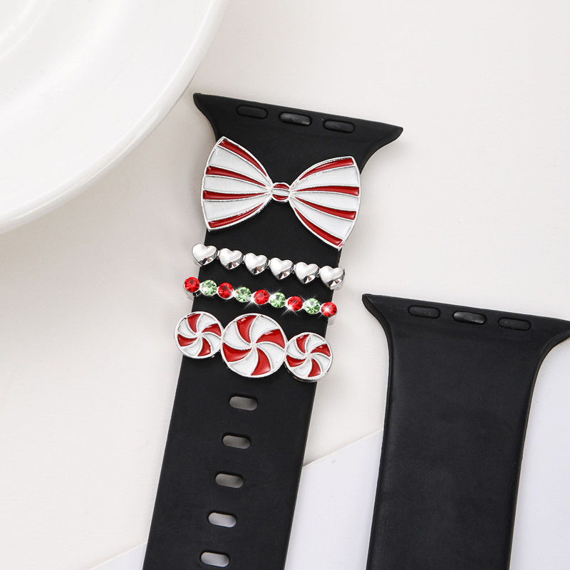 Četvero-dijelni set dekorativnih prstenova za kaiš Apple Watch, silikonske ukrasne prstenove za kaiš, božićna tema