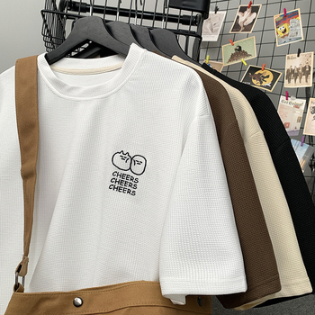 Muški T-shirt kratkih rukava, slobodan kroj, print karikatura, poliester smjesa, prozračan za ljeto