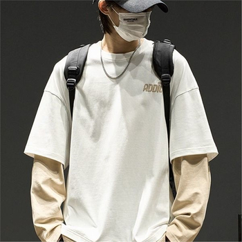 Majica s dugim rukavima od poliestera s prugama, labav kroj, antibakterijska