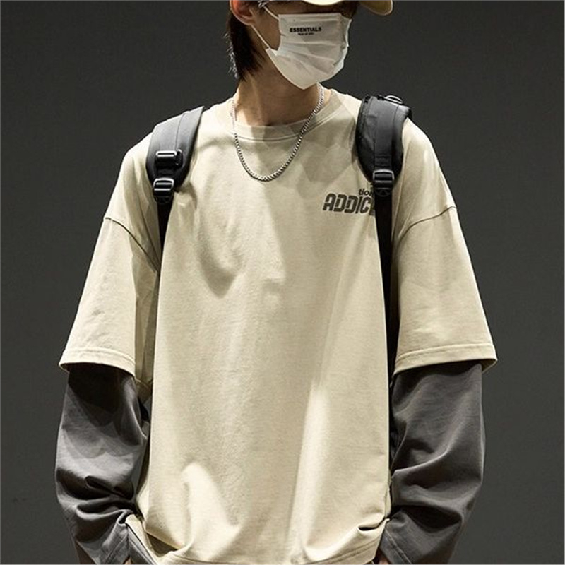 Majica s dugim rukavima od poliestera s prugama, labav kroj, antibakterijska