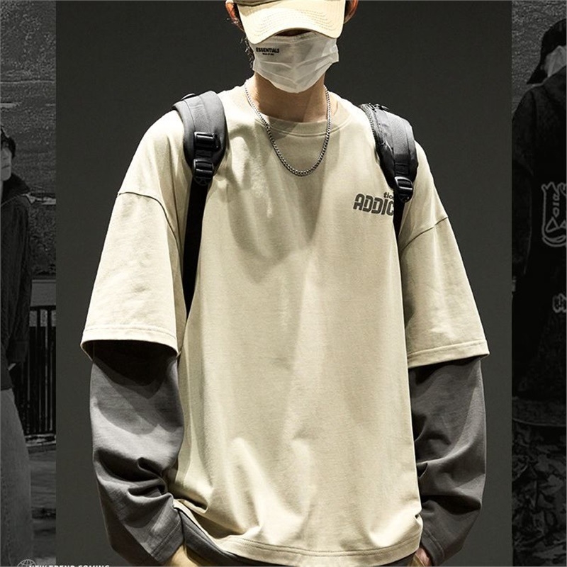 Majica s dugim rukavima od poliestera s prugama, labav kroj, antibakterijska