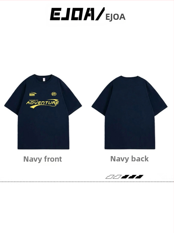 Ženski pamuk kratkih rukava T‑shirt, opuštena silueta, retro američki streetwear stil, korejski dizajn.