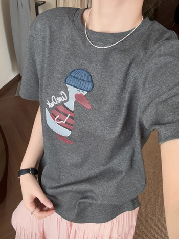 Pamut-elasztán keverékű póló, anime mintázat, Harajuku/koreai lazább stílus, rövid ujjú, környakú