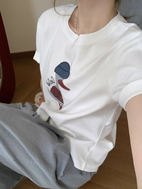 Pamut-elasztán keverékű póló, anime mintázat, Harajuku/koreai lazább stílus, rövid ujjú, környakú