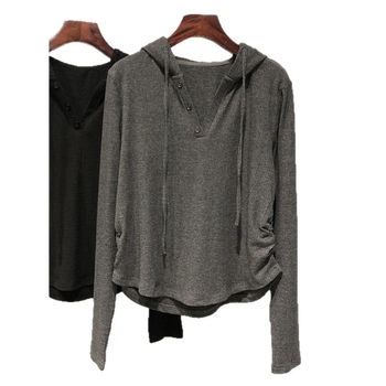 Oversize kapucnis hosszú ujjú póló viszkóz rostból, hímzés