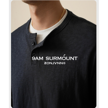 Muška majica s dugim rukavima, uski kroj, pamuk, jednobojna, jesen 2025