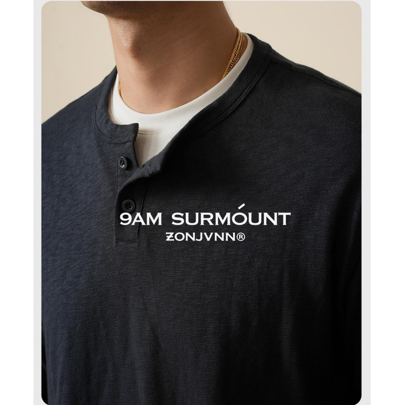 Muška majica s dugim rukavima, uski kroj, pamuk, jednobojna, jesen 2025