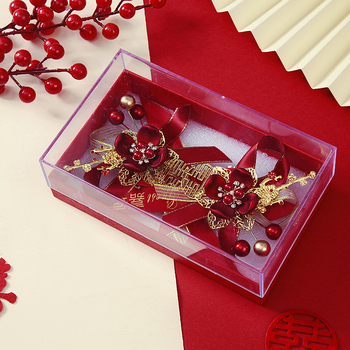 Set corsage za svadbu u darovnoj kutiji – luksuzan komplet za mladenku, mladoženju i roditelje, kineski stil vjenčanja