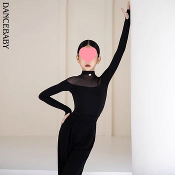 Meiteņu latīņu deju trenēšanas tops un bikses komplekts, pavasaris 2025, poliesteris (90–95%), ķīniešu stils, literārais retro