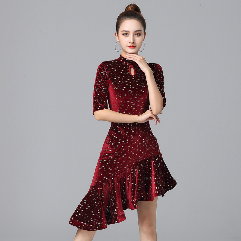 Latīņu deju kleita pieaugušajiem, samta audums, rudens–ziemas stils, cha-cha izpildes kleita, zīmols Yant, ar etiķeti