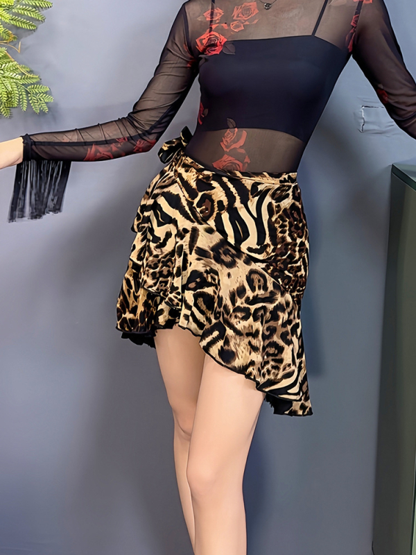 Sieviešu latīņu deju svārki, reversējami ar pūdelēm, viengabala dizains, poliesters, 2025. rudens