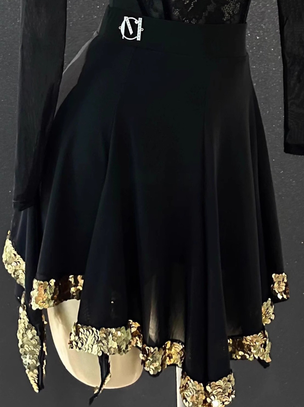 Set odijela za latino ples: mrežasti top s šljokicama i suknja; materijal corduroy; sastav tkanine Linen; za muškarce
