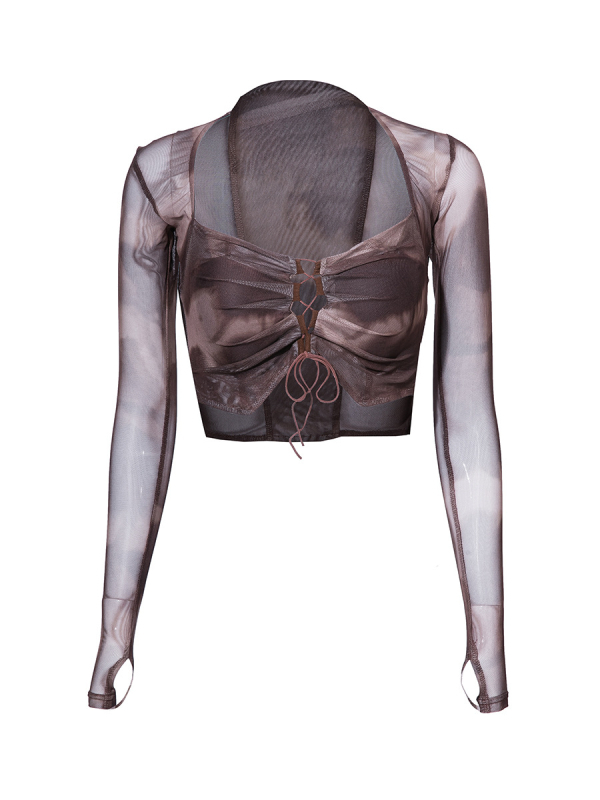 Latīņu deju praktiskais tops ar frančisku kvadrātveida apkakli, kokvilnas-elastāna maisījums 50–70%, stils Cold Wind Street Hipster