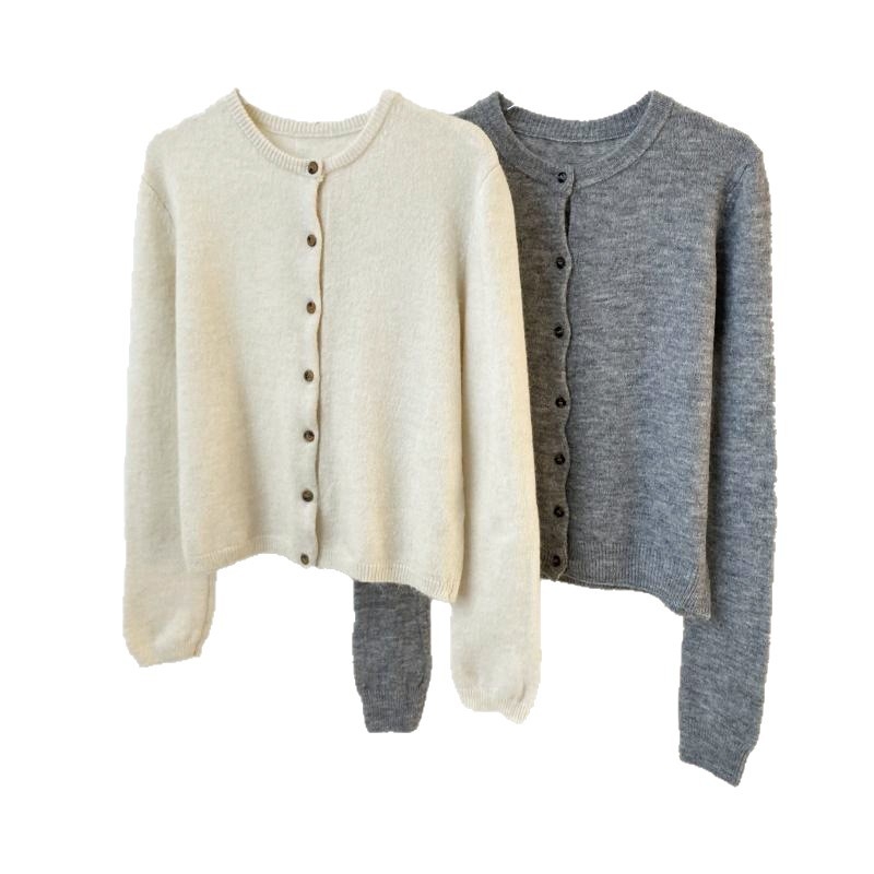 Cardigan džemper s okruglim izrezom, dugim rukavima, udoban kroj, akrilna smjesa, duljina 50–65 cm