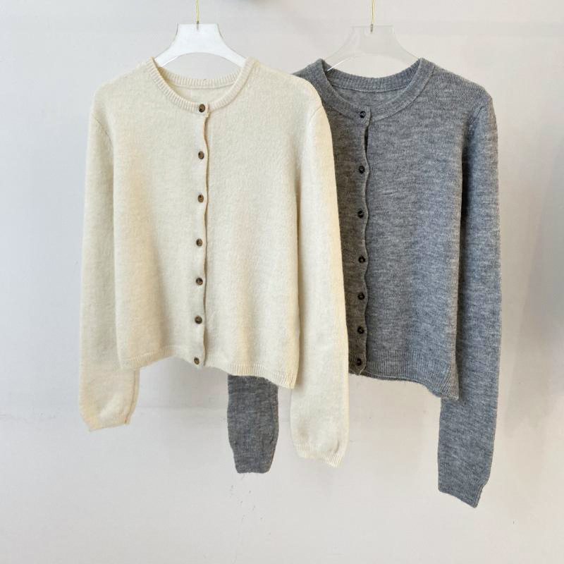 Cardigan džemper s okruglim izrezom, dugim rukavima, udoban kroj, akrilna smjesa, duljina 50–65 cm