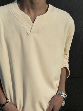 Hongkonški stil pulovera s V izrezom, dugi rukavi, Derong tkanina 96% poliester, debeli materijal