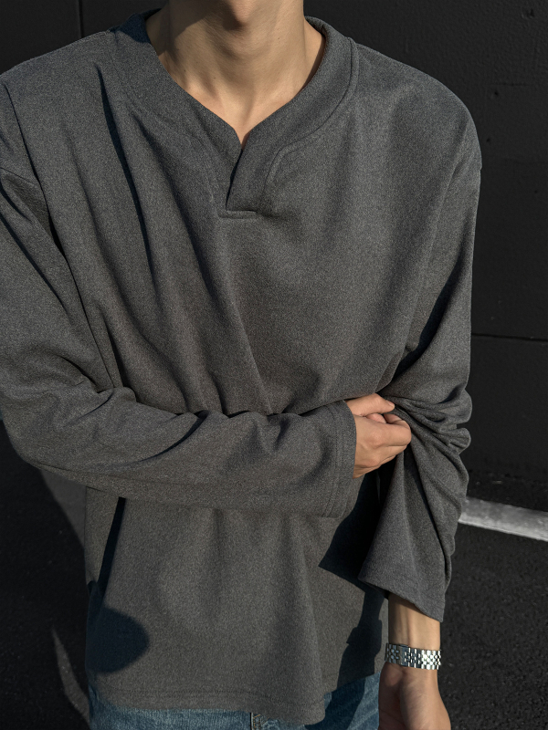 Hongkonški stil pulovera s V izrezom, dugi rukavi, Derong tkanina 96% poliester, debeli materijal