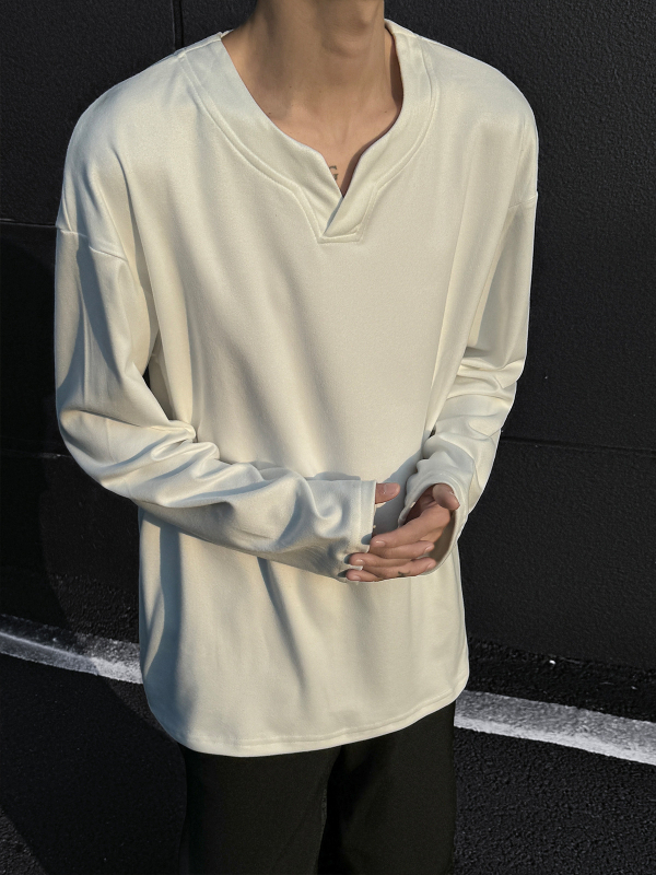 Hongkonški stil pulovera s V izrezom, dugi rukavi, Derong tkanina 96% poliester, debeli materijal