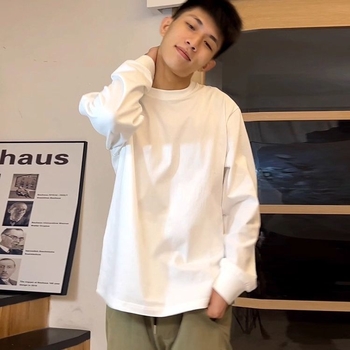 Laisva lõikega T-särk pikkade varrukatega, ümmarguse kaelaga, 96%+ puuvill, karikatuurtrükk (sügis)